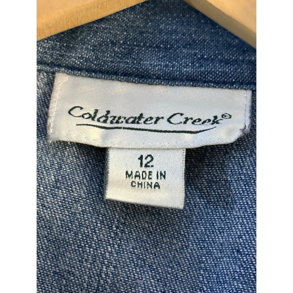 Vintage coldwater creek Denim Classic Cowgirl Western Prairie Maxi Dress Size 12 - Picture 9 of 10